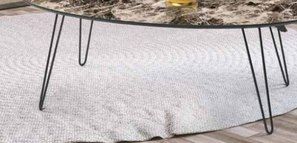 Orta sehpa 117800 OVAL Model Metal V Ayak Parlak Ceviz Tabla Kutuda sevk El yapım - 4