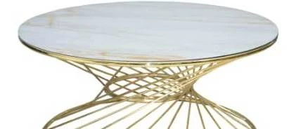 Brc 13367 Orta rivoli Beyaz Mermer Temper cam GOLD Renk Kaplam Metal Ayak El  yapı - Resim 3