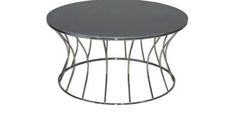 Brc 13356 Orta KUM SAAT Düz SİYAH Temper cam tabla PLATİN Renk Kaplama Metal Ayak - Resim 2