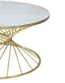 Brc 13367 Orta rivoli Beyaz Mermer Temper cam GOLD Renk Kaplam Metal Ayak El  yapı - Resim 4