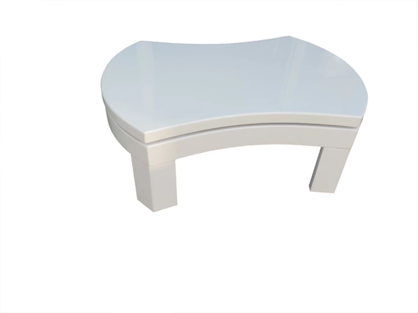 Orta Sehpa 13771 Model MDF tabla Kayın retro ayak Parlak beyaz lake El yapım - 2