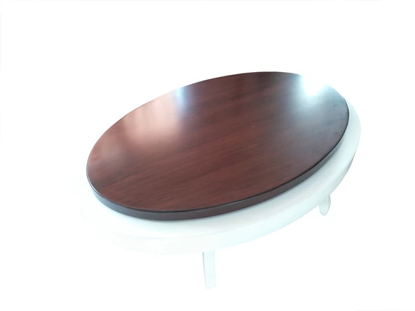 Döner Orta 13826 sehpa Oval Klas;ik Model Kayın Retro Ayak MDF Tabla Parlak Beyaz - Resim 2