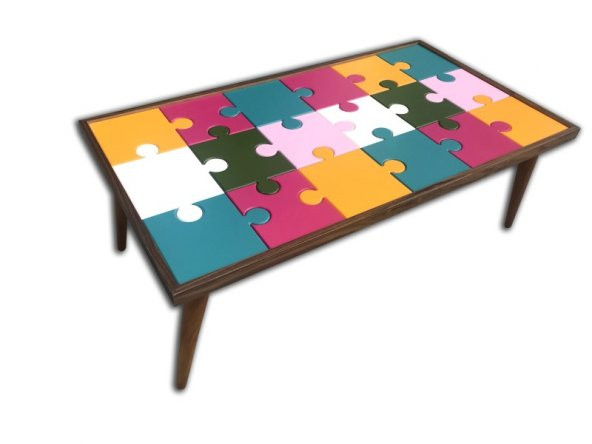 Orta Sehpa 13623 Puzzle Bulmaca Kayın Retro Ayak Üstü cam Çocuk gelişimine Destek - Resim 2
