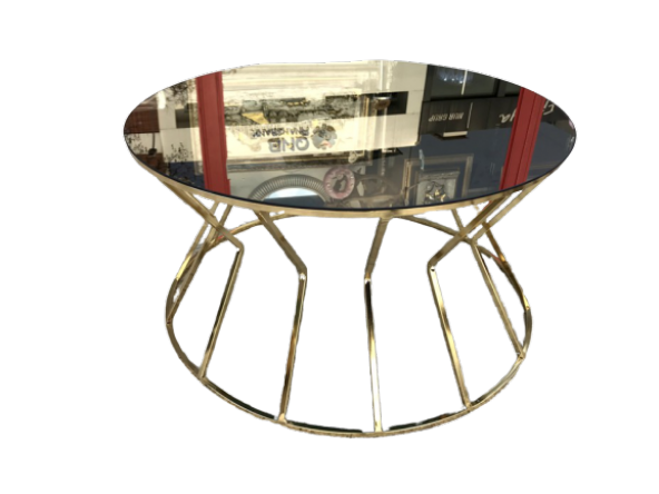 Brc 13853 CADDE Orta sehpa Model Metal Gold Renk kaplam Düz Siyah Renk TEMPER Cam