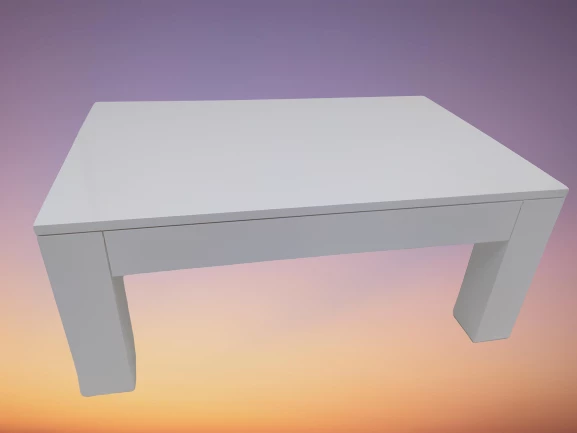 Orta Sehpa 14568 Model Ahşap Kutu Ayak MDF Parlak Beyaz Lake Boya Tabla El Yapım - 3