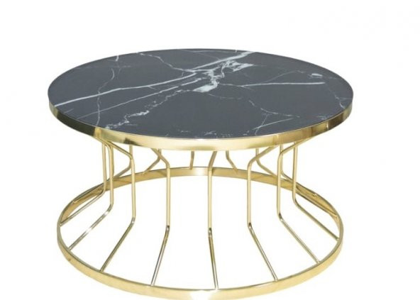 Brc 14051 Orta Sehp Bufalo SİYAH Mermer TEMPER Cam Metal GOLD renk kaplam El yapı - Resim 3