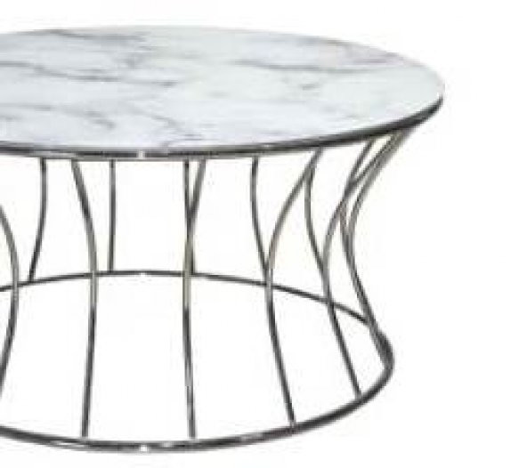 Brc 14081 Orta sehpa Kumsaat Beyaz Mermer Temper Cam Metal PLATİN Renk Kaplam - Resim 2