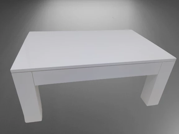 Orta Sehpa 14568 Model Ahşap Kutu Ayak MDF Parlak Beyaz Lake Boya Tabla El Yapım - 2