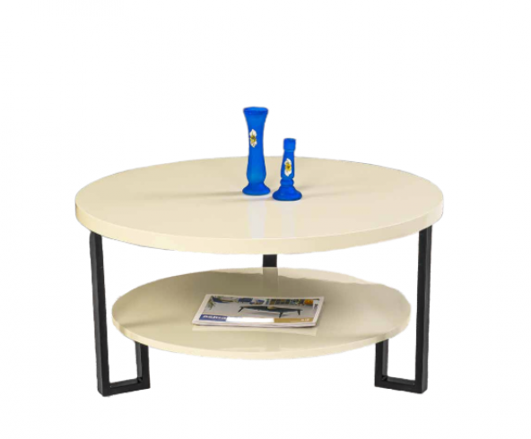 Orta Sehpa Osm 117150 YUVARLAK METAL MODEL Metal Ayak Parlak KREM Lake Demonte - Resim 2