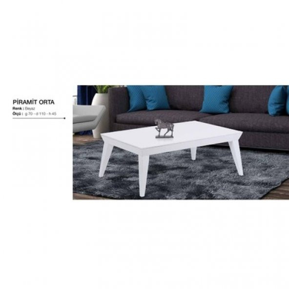 Orta Sehpa 11771 OSM Piramit Model Parlak Beyaz Kayın RETRO ayak Demonte El Yapım ürün görseli