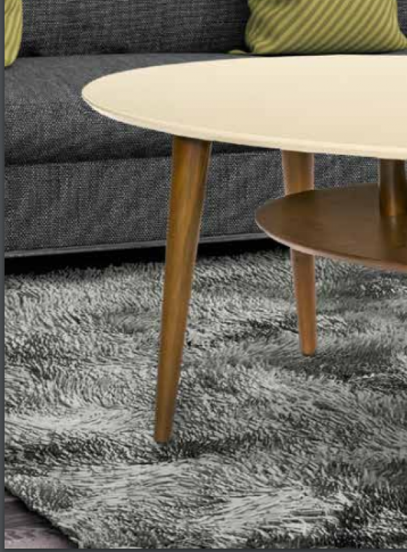 Orta sehpa OSM 11826 ELİPS Model İki Kat Parlak Krem Ceviz Kayın ayak El Yapım - 5