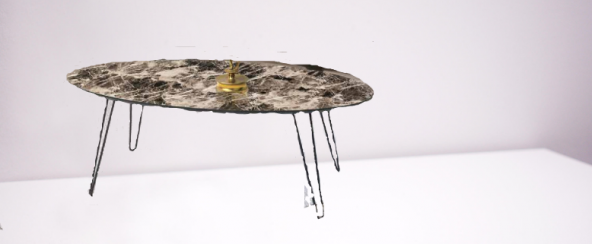 Orta sehpa 11824 OSM ELİPS Klasik MODEL Kahverengi Desen Metal V ayak El Yapım