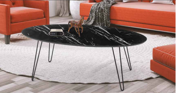 Orta sehpa 11825 OSM  ELİPS V ayak Model Metal Ayak Siyah MDF Tabla El Yapım - Resim 2