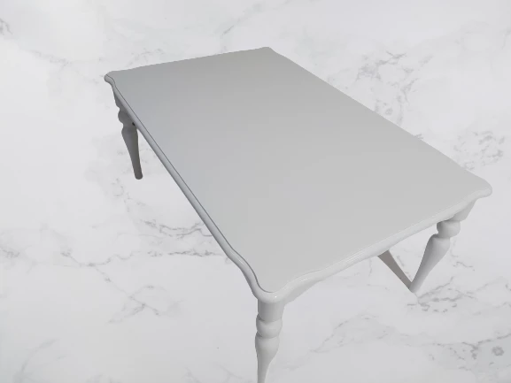 Orta Sehpa 17349 DEMONT Klasik Model Kayın Retro ayak Parlak Beyaz Natüre El Yapı - 3