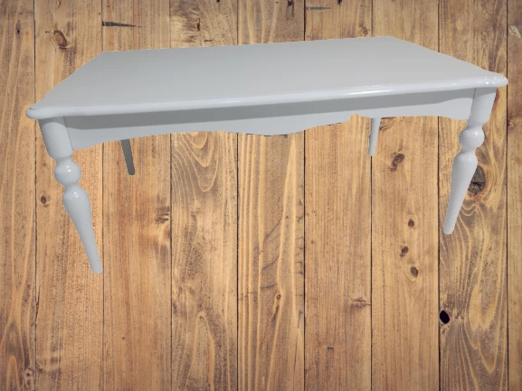 Orta Sehpa 17367 DEMONTO Klasik Model Kayın Retro ayak Parlak Beyaz Nature Elyapı - 4