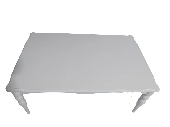 Orta Sehpa 17368 DEMONTO Model Kayın Retro ayak Parlak Beyaz Renk Natüre Elyapım - 4