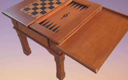 Orta sehpa 17380 SATRANÇ-TAVLA Küçük Kayın Lükens Aslan Ayak El yapım Yakarak nakış - 5