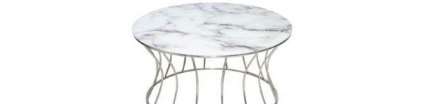 Brc 17553 ORTA SEHPA Kum saat Beyaz Mermer Temper Cam Metal Crom Kaplam El Yapım - 3