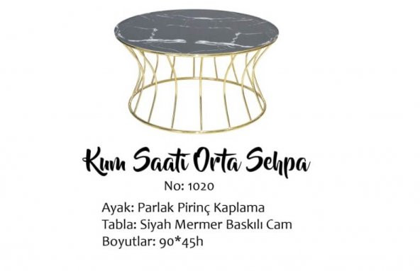 Brc 17554 SEHPA Kum saat Model Siyah Mermer Temper Cam Metal Gold renk Kaplam - Resim 4