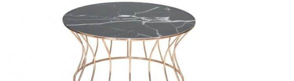 Brc 17558 ORTA SEHPA Kumsaat Beyaz mermer Temper Cam Metal ROSE Kaplama El Yapım - Resim 3