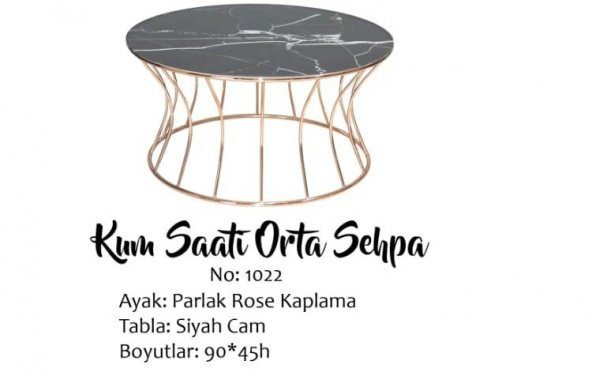 Brc 17558 ORTA SEHPA Kumsaat Beyaz mermer Temper Cam Metal ROSE Kaplama El Yapım - Resim 4