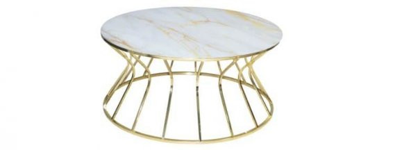 Brc 17563 Orta sehpa Cadde Model Sarı Mermer Temper Cam Metal GOLD renk El Yapım