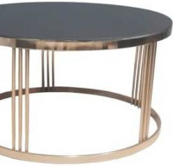 Brc 17568 Orta sehpa CDüz Siyah Temper Cam Metal ROZA renk Kaplam Ayak El Yapım - Resim 2