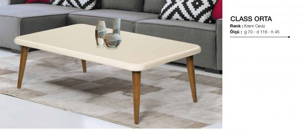 Orta sehpa 17591 OSM CLASS Model Parlak Ceviz Krem Kayın aslan ayak EL yapım - 3