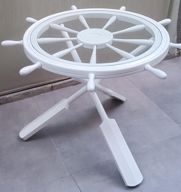 Orta sehpa 17617 Dümen Model Kayın Çapraz X Ayak Parlak Beyaz Lake Boya El Yapım - Resim 9