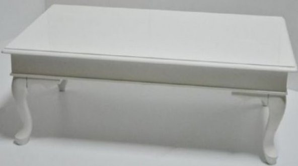 Orta 17764 Sehpa ST Klasik Model Kayın ASLAN ayak parlak beyaz Demonto El Yapım - 2
