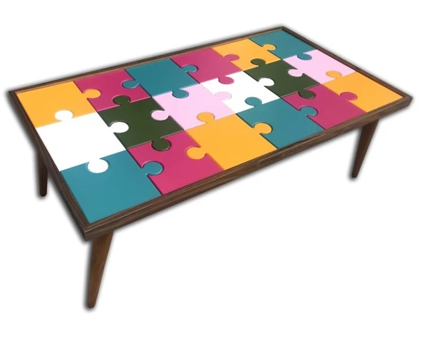 Orta Sehpa 17982 PUZZLE Bulmaca Kayın Retro Ayak cam Çocuk gelişimine Destek Ürün