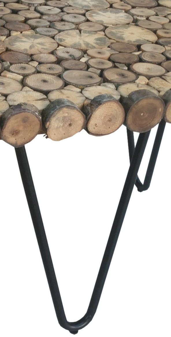Orta Sehpa 18145 Kütük doğal Ağaç Dalı Kesme Model Metal Ayak Üstü Cam El Yapım - Resim 3