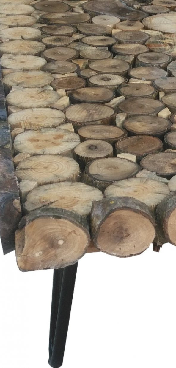 Orta Sehpa 18145 Kütük doğal Ağaç Dalı Kesme Model Metal Ayak Üstü Cam El Yapım - Resim 5