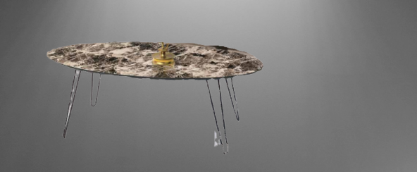 Orta sehpa 18243 OSM ELİPS Metal V ayak Ahşap tabla İtinalı paket kargo El Yapım - 4