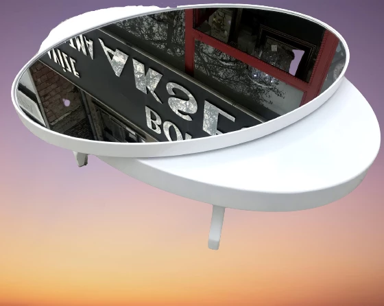 Orta sehpa 18036 Döner OVAL İNOVATİF Kayın Ayak Şık MDF-cam Tabla Parlak Beyaz - Resim 3