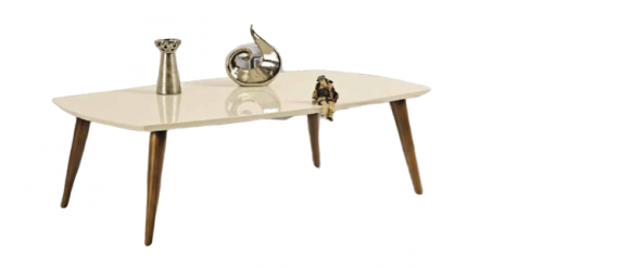 Orta Sehpa 18264 OSM OVAL Model Ceviz Krem Ahşap Kayın torna Retro ayak El Yapım