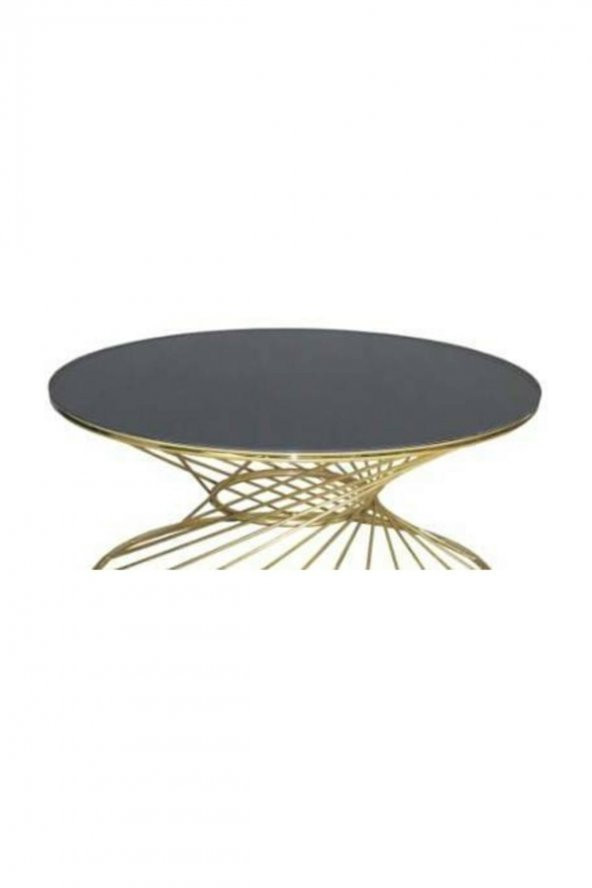 Brc 18515 Orta Sehpa RiVOLİ Model Siyah Düz Cam Metal Gold renk Kaplama El Yapım - 3