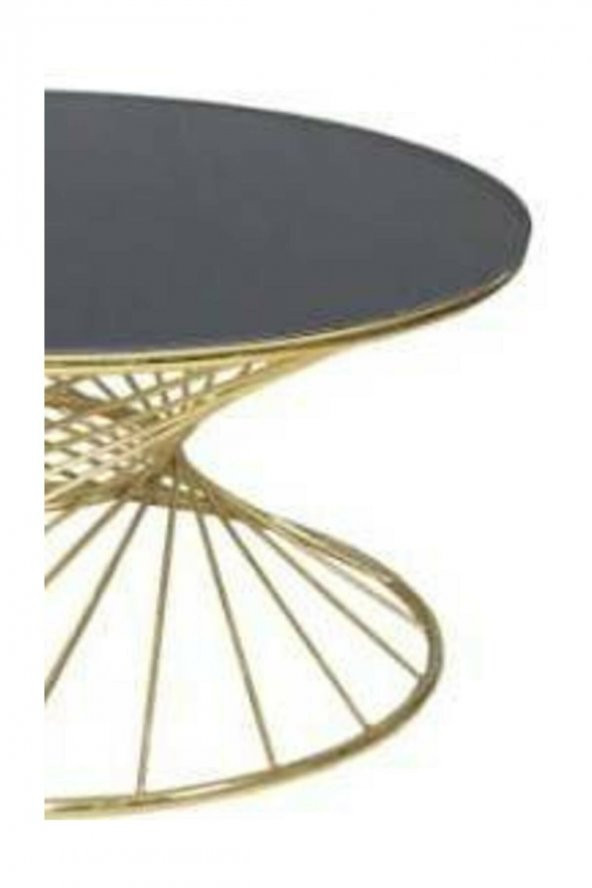 Brc 18515 Orta Sehpa RiVOLİ Model Siyah Düz Cam Metal Gold renk Kaplama El Yapım - 4