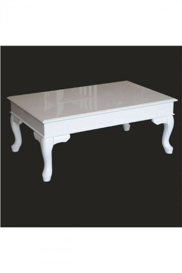 Orta 18521 Sehpa Klasik Demonto Kayın Aslan Ayak MDF Tabla beyaz Lake El Yapım - 4