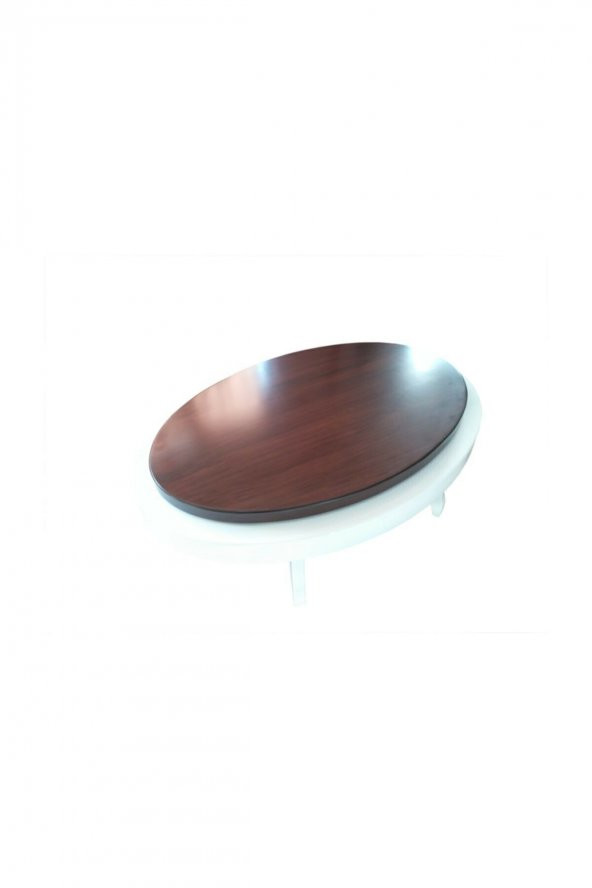 Dönerli Orta 18585 sehpa OVAL İnovatif Ürün Kayın Retro Ayak Şık MDF Tabla Beyaz - 2