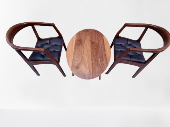 Sandalye 19637 Tam Kolçak Oval Orta Sehpa Model Kayın Retro Ayak Parlak Ceviz - 6