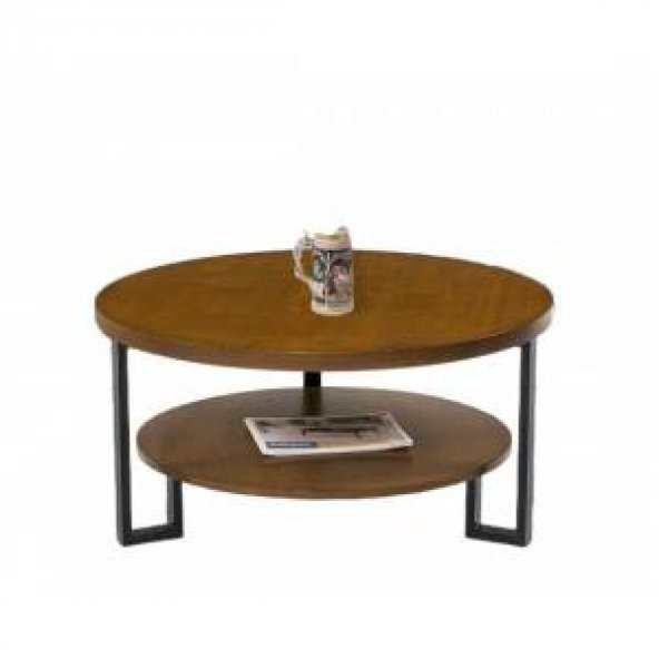 Orta Sehpa 12341 Osm Yuvarlak metal Model Ayak Parlak Ceviz Boya Demonte El yapı