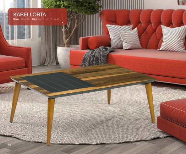 Orta Sehpa 11816 OSM KARELİ Klasik Model Parlak Ceviz GRi Kayın ayak El Yapım - Resim 3