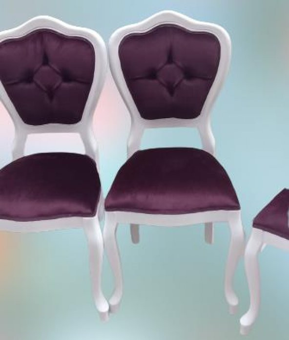 Sandalye 90147 Klasik Model Kayın Aslan ayak Parlak Beyaz babyface kumaş El Yapım - 4