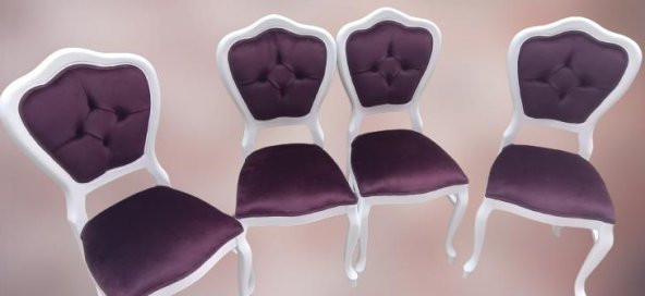 Sandalye 90147 Klasik Model Kayın Aslan ayak Parlak Beyaz babyface kumaş El Yapım - 6