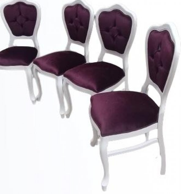 Sandalye 90147 Klasik Model Kayın Aslan ayak Parlak Beyaz babyface kumaş El Yapım - 7