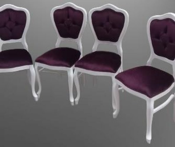 Sandalye 90147 Klasik Model Kayın Aslan ayak Parlak Beyaz babyface kumaş El Yapım - 8