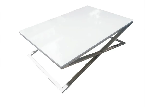 Orta Sehpa 13917 X ST Çapraz Model Metal Nikelaj Ayak Parlak Boya Tabla El Yapım - 2