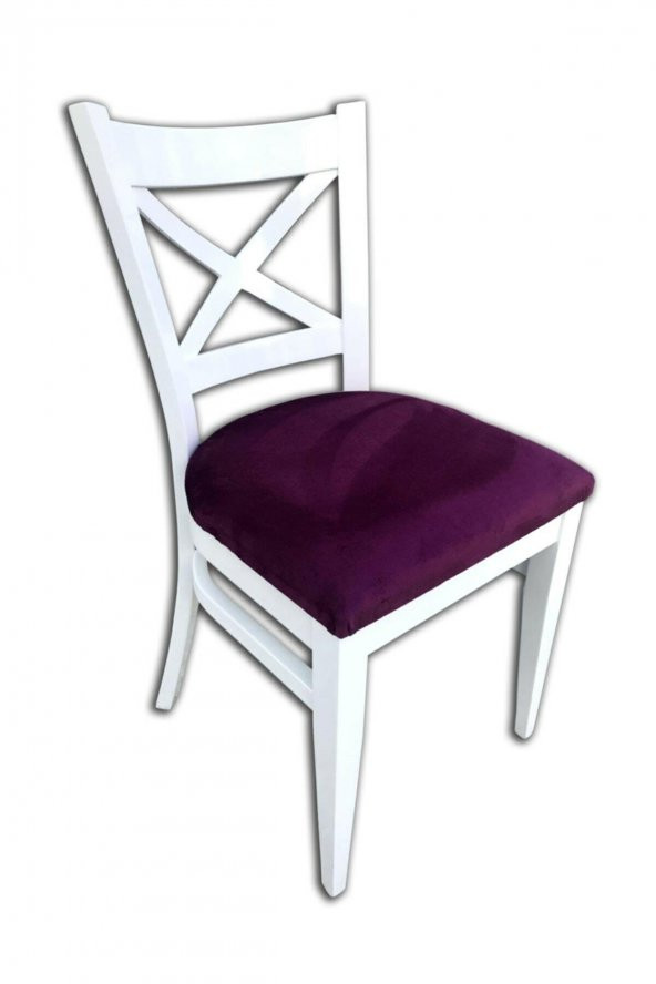 Sandalye 138440 ÇAPRAZ model Kayın RETRO Ayak Babyfac kumaş Döşeme Beyaz El yapım - 2