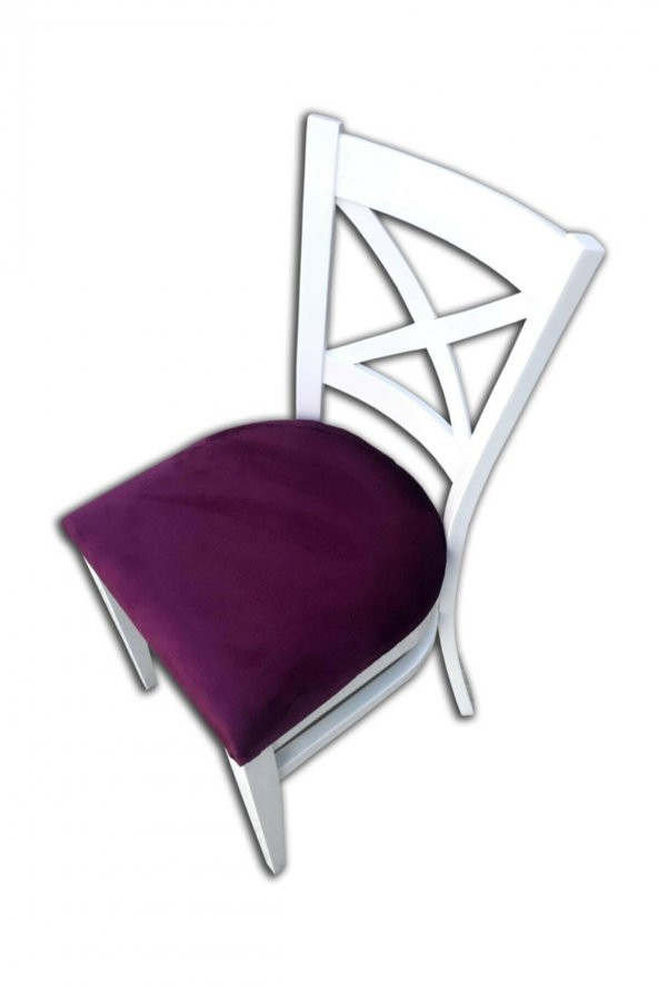 Sandalye 138440 ÇAPRAZ model Kayın RETRO Ayak Babyfac kumaş Döşeme Beyaz El yapım - 3